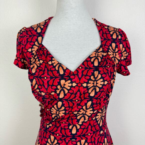 Leota Lula | Stitch Fix Terazzo Print Sweetheart Fit & Flare Faux Wrap Dress - Picture 4 of 8